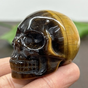 2&quot; Natural Tiger eye Jasper Carved Skull,Quartz Crystal Skull,Reiki Healing，Home Decoration,Crystal Collect,Crystal Gifts 1PC