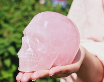 4&quot; Natural Rose Quartz Carved Skull,Quartz Crystal Skull,Reiki Healing，Home Decoration,Crystal Collect,Crystal Gifts 1PC