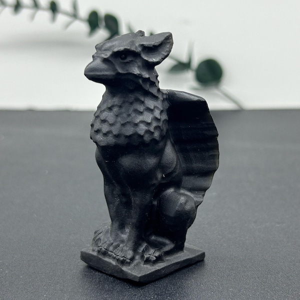 2.7"+ Natural Obsidian Carved griffin Skull，Quartz Crystal griffin Skull，Crystal griffin，Obsidian griffin Statue，Reiki Healing,Gifts 1PC