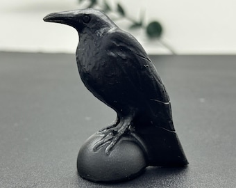2.7&quot;+ Natural Obsidian Carved crow Skull，Quartz Crystal Raven Skull，Crystal Crow，Obsidian Crow Statue，Reiki Healing，Christmas Gifts 1PC