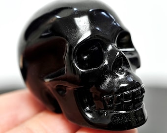 2" Natural Obsidian Carved Skull,Quartz Crystal Skull,Reiki Healing，Obsidian skull，Home Decoration,Crystal Collect,Crystal Gifts 1PC