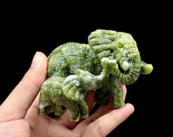 Natural jade Carved Elephant, Quartz Crystal Elephant Carving, Elephant Statue,Elephant Crystal Gifts,Home Decor,Healing Stand