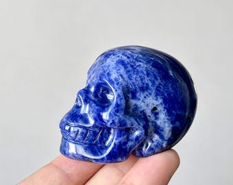 2" Natural Sodalite Carved Skull,Quartz Crystal Skull,Reiki Healing，Sodalite Skull，Home Decoration,Crystal Collect,Crystal Gifts 1PC