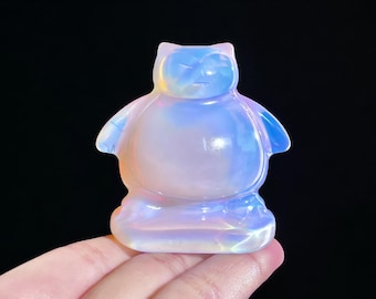 2‘’Pink Opalite Carved Pokémon Snorlax,Crystal Pokémon Snorlax, Skull Carving，Pink Opalite Snorlax Carving,Crystal Healing， Crystal Gifts