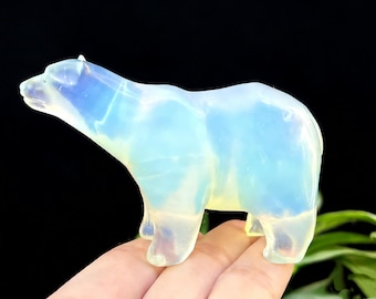 2.6" Opalite carving white bear, crystal carving white bear, crystal bear，white bear statue,Home Decor，Crystal Gifts，Christmas Gifts 1PC