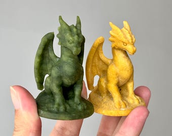 2.3" Natural Crystal jade Carved Dragon，Jade Dragon Carving,Jade Dragon，Home Decor，Healing Figurine，Crysatl Dragon Carved gifts