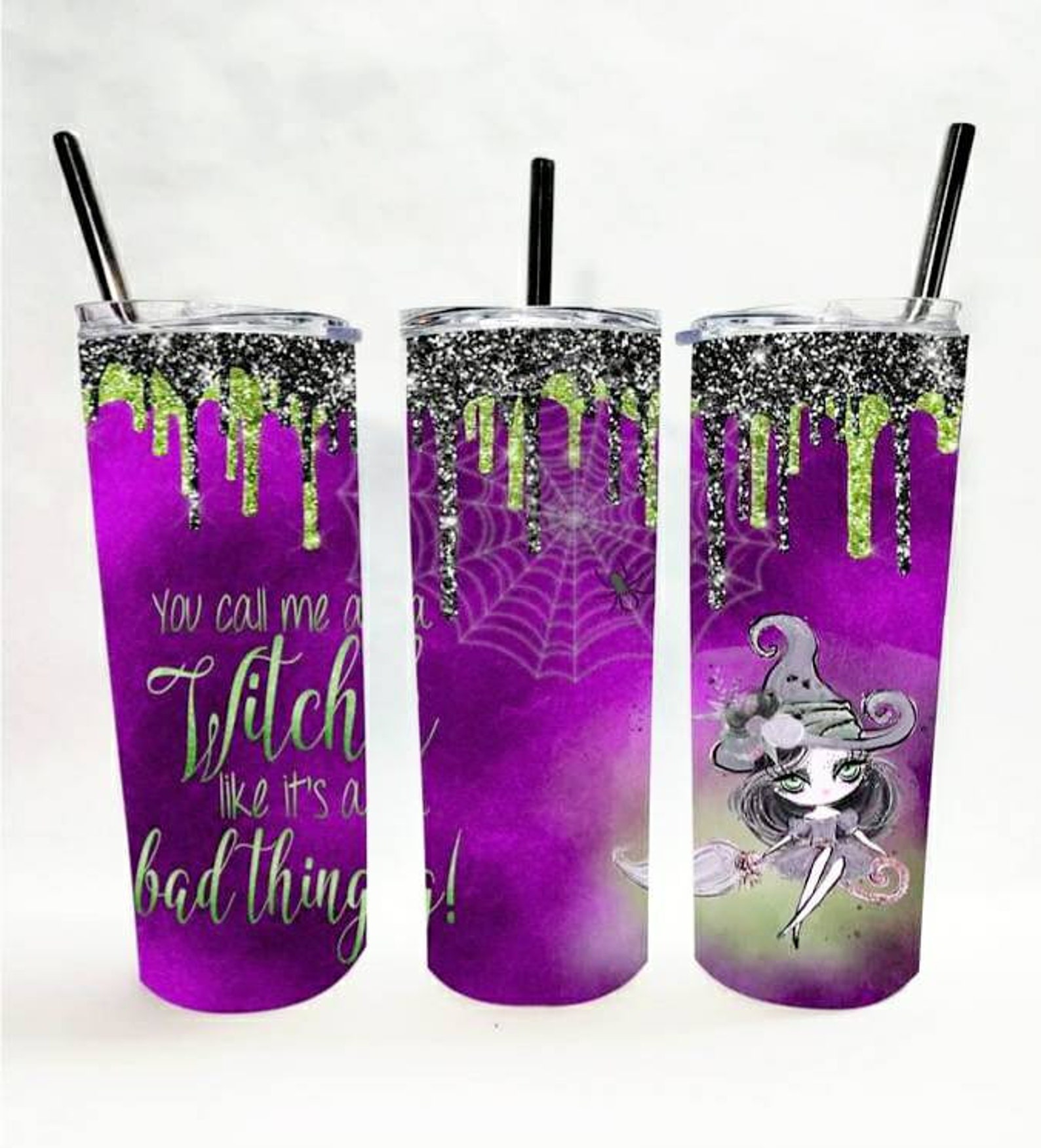Halloween Witch Stainless Steel Tumbler / 20 /30 oz Slim Tumbler