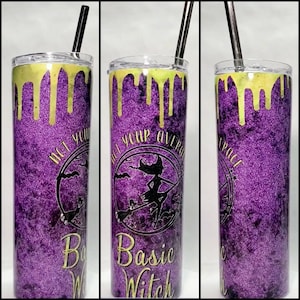 Halloween Basic Witch Stainless Steel Tumbler | 20 oz Slim Tumbler | Printed Cup | Custom Drinkware | Personalized | Gift Idea | Glitter Cup