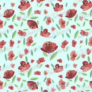 Floral Doodly nahtlose Muster rot Mohn Blume süße Vintage Pflanzen Wrapping Digital Paper illustrated