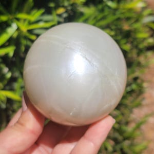 Sage Green Moonstone Large Sphere – Polished Crystal Orb – Ethereal Feldspar Glow – Collector Display Stone