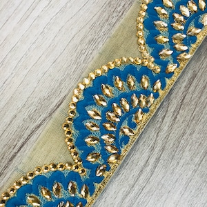 Floral Design Embroidered Net Fabric Lace Floral Fabric Trim Wedding Dress Border Saree Fabric Art Quilt Lehenga Table Runner | FabStitchIN