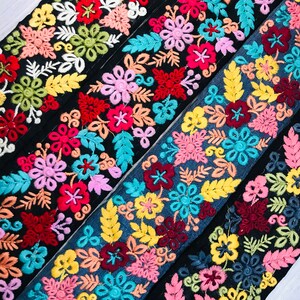 Floral Design Beautiful Trim Embroidered Border Crafting Sewing Decorative Fabric Sari Trim Cushions Cover Trims Ribbons Tapes | FabStitchIN