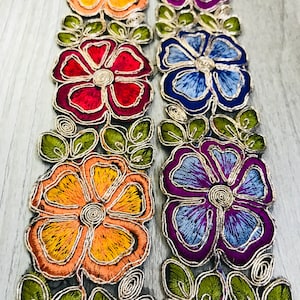 Floral Design Beautiful Multi Color Trim Decorative Ribbon Tapes Crafting Sewing Embellishments Sari Border Trimmings Decor | FabStitchIN