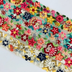 Net Fabric Trim, Ribbon Sari Fabric Trim-Table Runner-Art Quilt fabric trim-Silk Sari Border Trim, Indian embroidered Lace Trim By The Yard