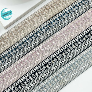 9 Yards Großverkauf weißes Blumen mit Blättern bestickte Trim-indischer Stoff-Grenzverschönerung Chikankari-Spitzen-Sari-Bordüren-Gürtel-Bändern