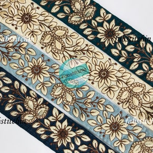 9 Yards Paisley Embroidered Trim Saree Sewing Decorative Beach Bags Trimmings Ribbons Indian Sari Border DIY Crafting Fabric Belt straps