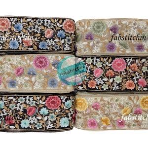 Enfeite de costura indiana, bordado, tecido, guarnição por jarda, fita de sari bordada, bordado, bordado, vestido de noiva, lehenga, decoração para casa