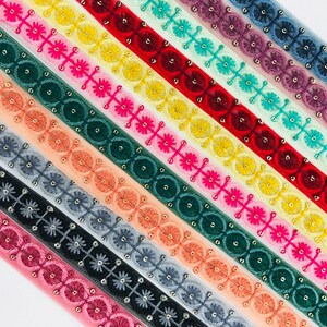 9 Yards Embroidered Indian Net Fabric Embroidered Trim - Handicraft Ribbon - Sari Fabric Trimming Sewing Tape- Costume Embellishments