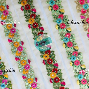 Saree Border Indian Lace Trim By The Yard, embroidered Ribbon Sari Fabric Trim-Table Runner-Art Quilt fabric trim Sari Border Silk Fabric