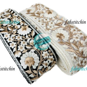 Net Fabric Floral Embroidered Ribbon Trim-Saree Border Indian Lace Trim-Sari Fabric Trim,Sari Border Silk Fabric Lehengas-Hairband-Bow-Belts
