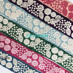 9 Yards Floral Sari Borte Verzierungen Stickerei Zierleiste Gestickt Saree Band Kissen Nähen Basteln Besätze Vorhänge Stirnbänder