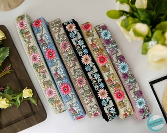 9 Yards Floral Embroidered Fabric Trim Saree Border Sari Costume Ribbon Sewing Cushions DIY Crafting Laces, Ribbon bows, infant headbands