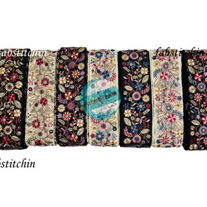 Indian Sari Embroidery Trim By The Yard Embroidered Saree Ribbon Cushions Sewing Crafting Embellishments Trimmings Border Curtain Home Décor