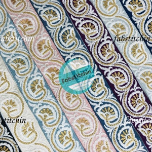 9 Yards wholesale White Thread Embroidery Fabric Trim Embroidered Belts Strap Embellishments Tapes Golden Sewing Indian Sari Border Ribbon