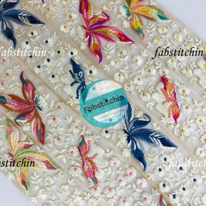 Indian Lace Trim By The Yard, embroidered Ribbon Sari Fabric Trim-Belt-Straps-Art  Border Trim-Silk Fabric Trim Quilt fabric trim-Silk Sari