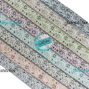 9 Yards Sari Fabric Trim-Multi Color Thread Embroidered Saree Border for DIY crafting, boho junk journals, Bag strap belt, Wedding Dress