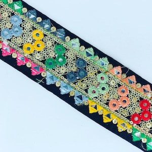 Indian Embroidered Trim by the yard Drapery Saree Decorative Trimmings Ribbon Crafting Sewing Sari Borders Embellishments Home Decor