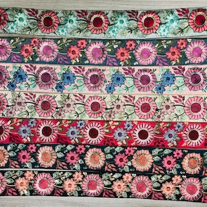 Floral Paisley Indian Embroidered Border Crafting Sewing Decorative Fabric Sari Trim Cushions Cover Trimming Ribbons Tapes| FabStitchIN