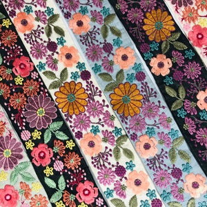 Embroidered Fabric Ribbon Trim, Wedding Dress, Sari Border, Saree Fabric, Art Quilt, bohemian style, Indian Trim By The Yard, Table Runner