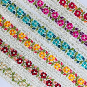 9 Yards Wholesale Embroidered Net Fabric Trim Ribbon for boho clothing, Wedding Dress, Sari Border, Saree Border, Indian Trim, Table Runner