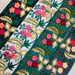 Blumenmuster Schöne Zierleisten Bestickte Borte Basteln Nähen Dekorativer Stoff Sari Bänder Bänder Zierleisten Kissenbezug Borte | FabStitchIN