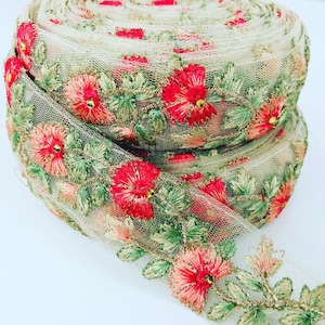 Indian Floral Trim Sari Border Trimmings Decorative Ribbon Tapes Crafting Sewing Embellishments Home Décor Drapery | FabStitchIN