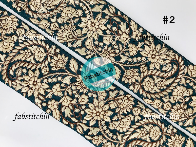 9 Yards Wholesale Indian Thread Embroidery Fabric Trim Embroidered ...