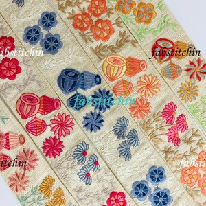 Silk Ribbon, Silk Fabric Trim, Embroidered Trim, Sari Border, Sari Fabric, Art Quilt, India Fabric Trim, Table Runner, Lehenga