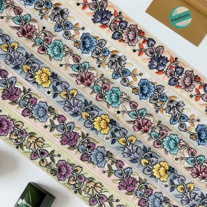 Sari Embroider Floral Trim Lace Multi-color Embroidered Saree Border Ribbon Camera Belts DIY Embellishment Trimmings Bagstrap For women