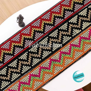 9 Yards Cross Stitch Embroidered Fabric Sari Fabric Trim Multi color Embroidered Saree Border Lace Sewing Tape Sari Trim Ribbon Belt strap