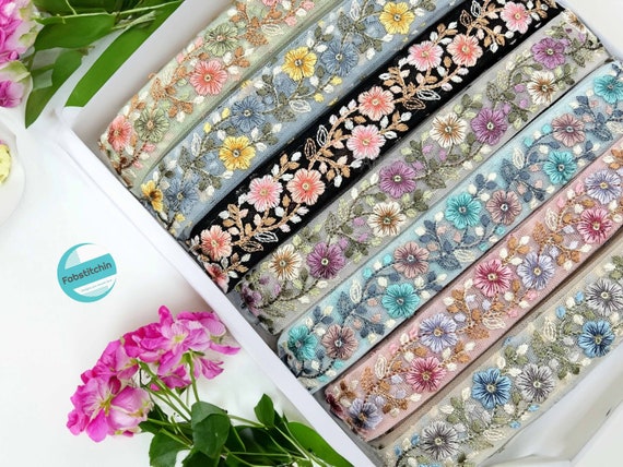 Embroidered Lace and Trim Ribbons for Arts Crafts and Sewing