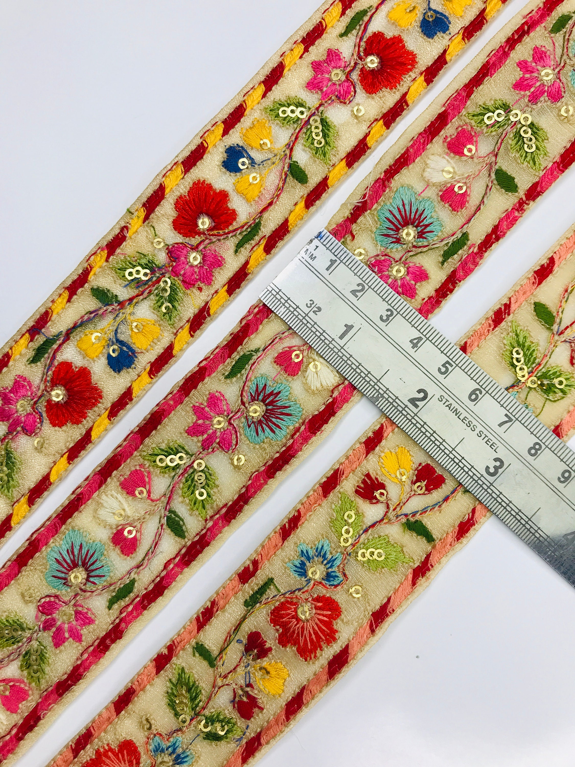 Floral Embroidered Net Fabric Border, Ribbons, Laces, Trims From India ...