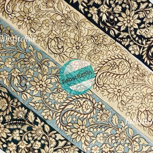 Indian Thread Embroidery Fabric Trim By the Yard Embroidered Belts Strap Embellishments Tapes Crafting Sewing Indian Sari Border Ribbon