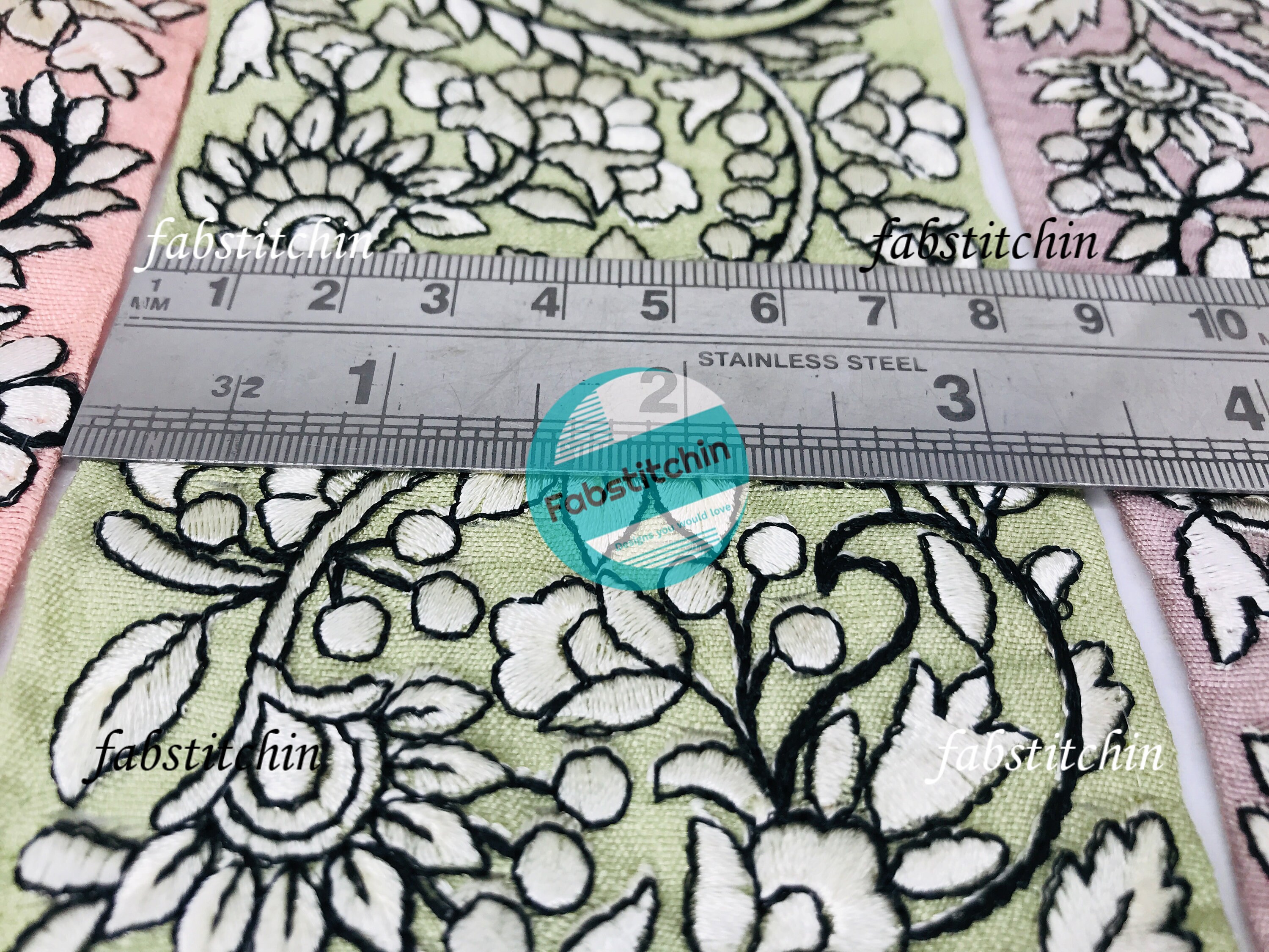 9 Yards Wholesale Indian Thread Embroidery Fabric Trim Embroidered ...