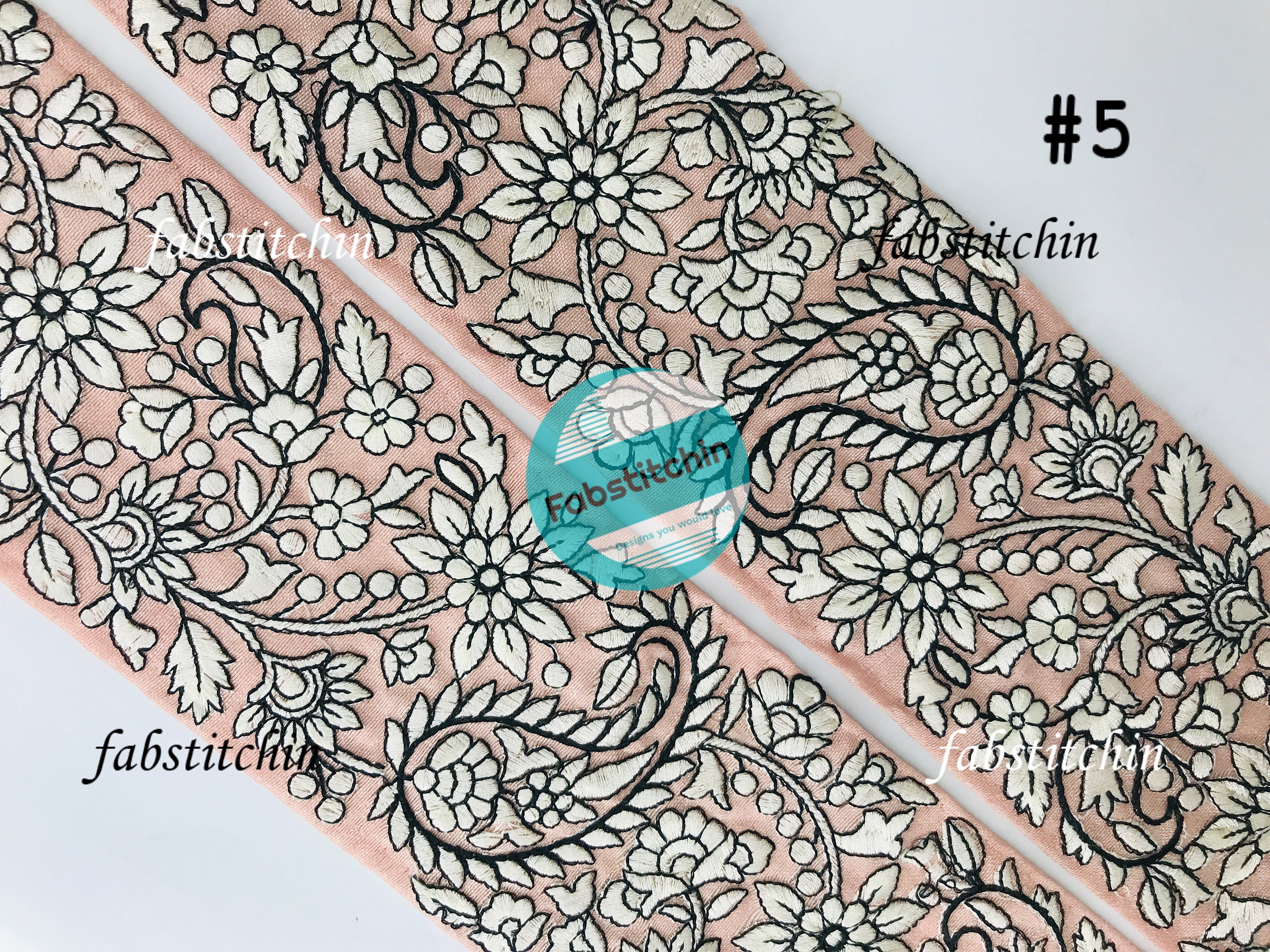 9 Yards Wholesale Indian Thread Embroidery Fabric Trim Embroidered ...