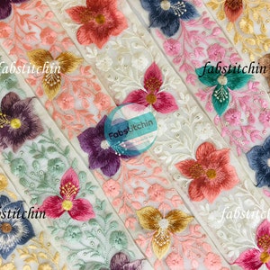 9 Yards Stickerei Stoff Borte Indische Spitze Sari Borte Gesticktes Band Dekorative Nähen Handwerk Saree Kleid Wohnkultur