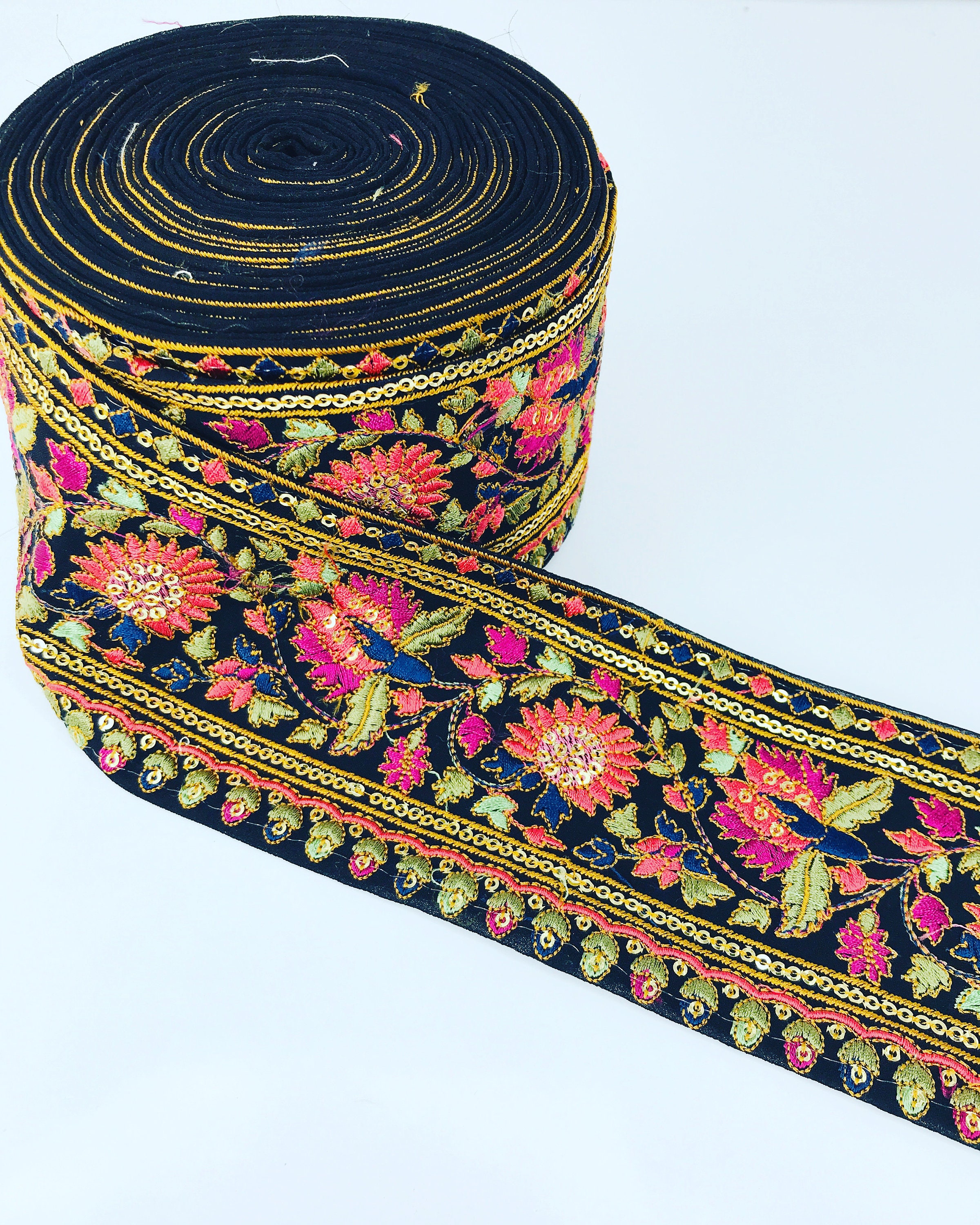Floral Embroidered Sari Fabric Border Ribbons Laces Trims - Etsy