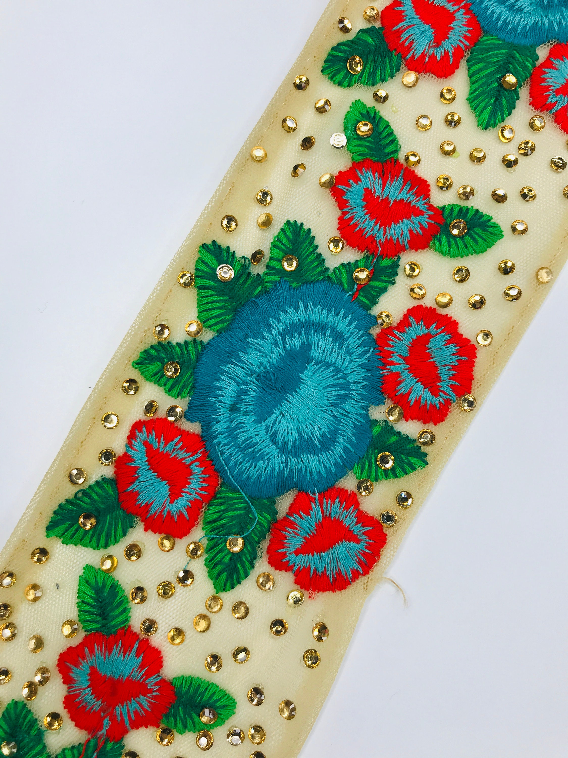 Floral Embroidered Net Fabric Border Ribbons Laces Trims | Etsy