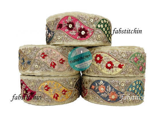 9 Yards Wholesale Golden Fancy Embroidered Fabric Trim Lace