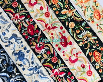 Silk Ribbon, Silk Fabric Trim, Embroidered Trim, Sari Border, Sari Fabric, Art Quilt, India Fabric Trim, Table Runner, Lehenga